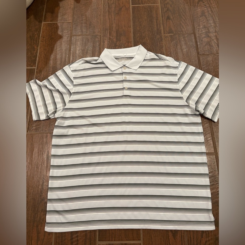 Nike Golf light gray and dark gray Striped Polo Shirt size xl